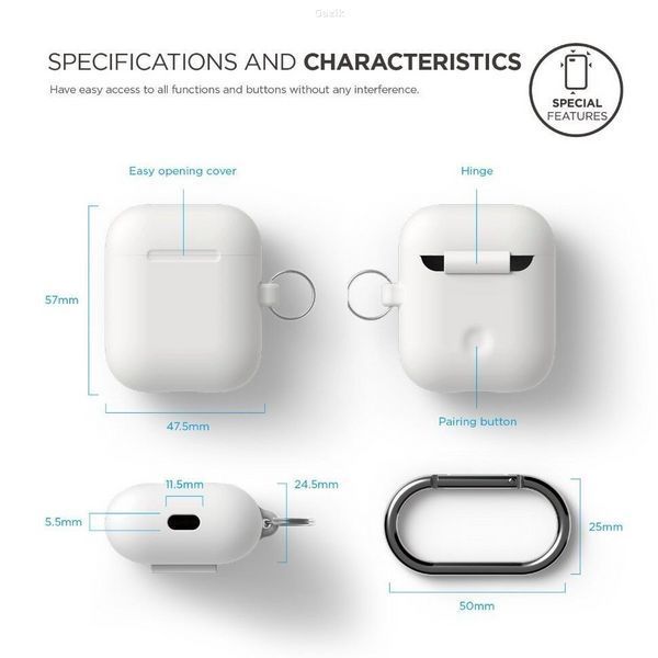 Чохол Hang Silicone Case для Apple AirPods 1/2 White (HANG-WH) AKS021 фото