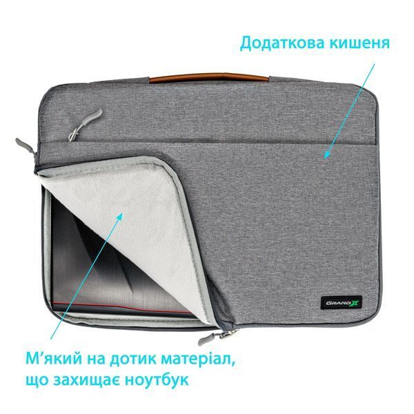 Чохол для ноутбука Grand-X 13"-14" Grey (SLX-14G) BAG021 фото