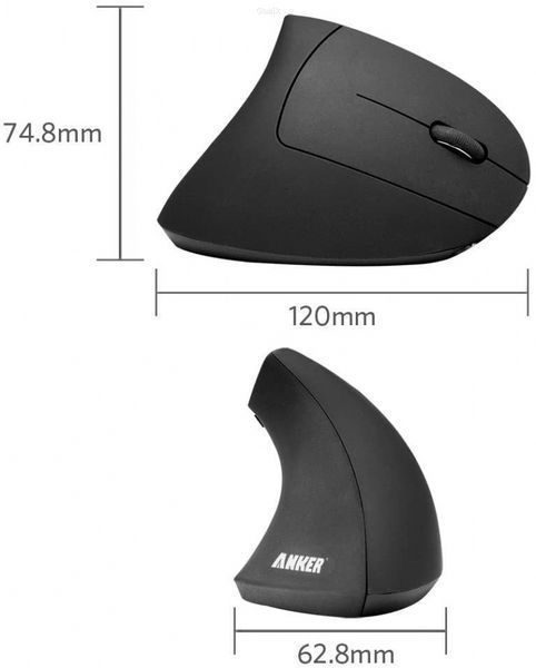 Бездротова вертикальна ергономічна оптична миша Anker 2.4G Black (OpenBox) LPNHK155589296 фото