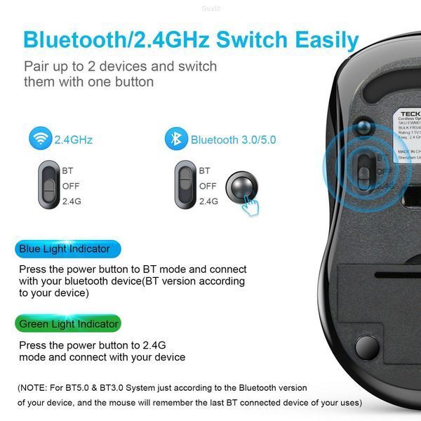 Миша бездротова TECKNET BlueTooth, Wireless 2.4GHz Black (вживана) LPNHK152063457 фото