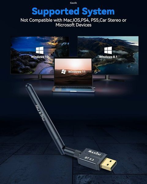 Адаптер Maxuni USB Bluetooth Dongle 5.3 EDR для ноутбука, ПК