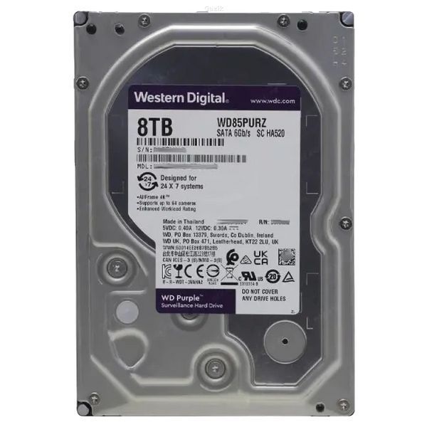 Жорсткий диск внутрішній Western Digital Purple WD85PURZ 8Тб YSAP377     фото