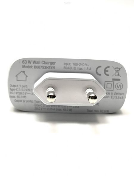 Мережевий зарядний пристрій Amazon Basic 2 x USB Type-C 65W White ()