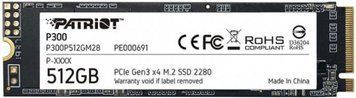 Накопичувач SSD Patriot P300 512 Гб M.2 NVMe 3D NAND (TLC) P300P512GM28 фото