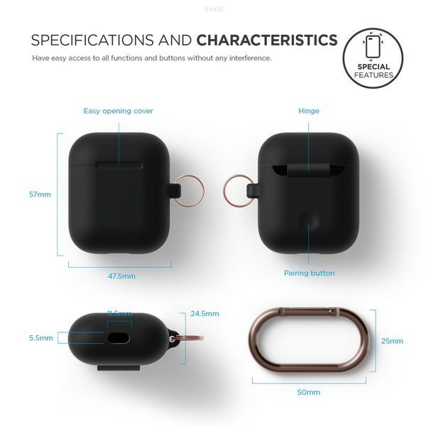 Чохол Hang Silicone Case для Apple AirPods 1/2 Black (HANG-WH)