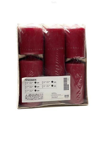 FENOMEN, 805.239.05 Свічка без аромату, 5шт, червона