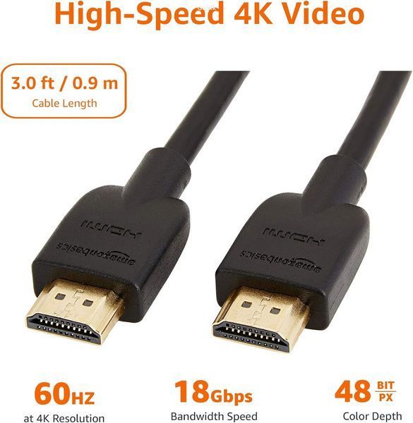 Кабель мультимедійний Amazon Basics Ultra HD HDMI to HDMI 0,9 м Чорний (OpenBox)