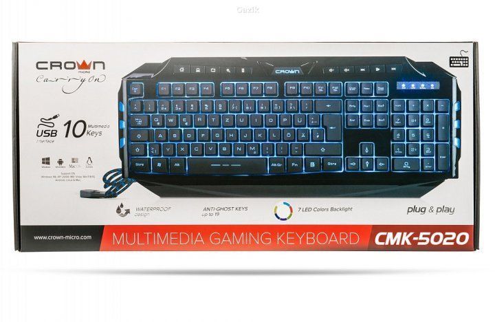 Клавіатура дротова Crown CMK-5020 USB Black (ENG / RU)
