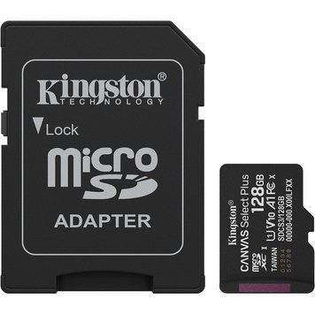 Карта пам'яті Kingston microSD 128GB C10 UHS-I A1 V10 R150MB/s + SD