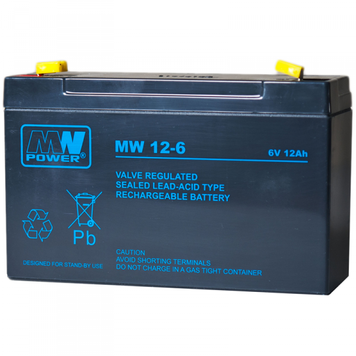 Акумулятор AGM MW 12Ah 6V 6-9 років служби T2