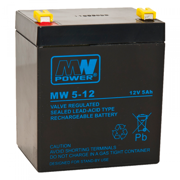 Акумулятор AGM MW 5Ah 12V 6-9 років служби T2