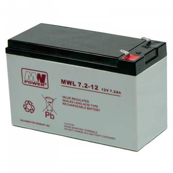 Акумулятор AGM MWL 7,2Ah 12V 10-12 років служби T1
