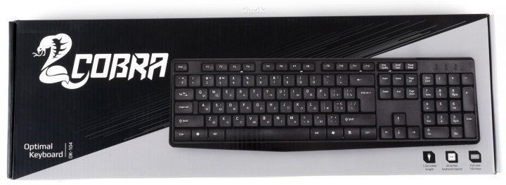 Клавіатура дротова Cobra OK-104 USB Black (ENG / RU / UA) KL013 фото