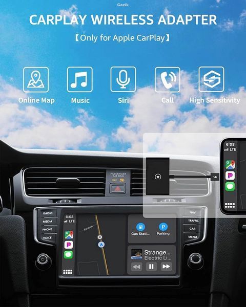Бездротовий адаптер CarPlay для iPhone, чорний (без коробки)