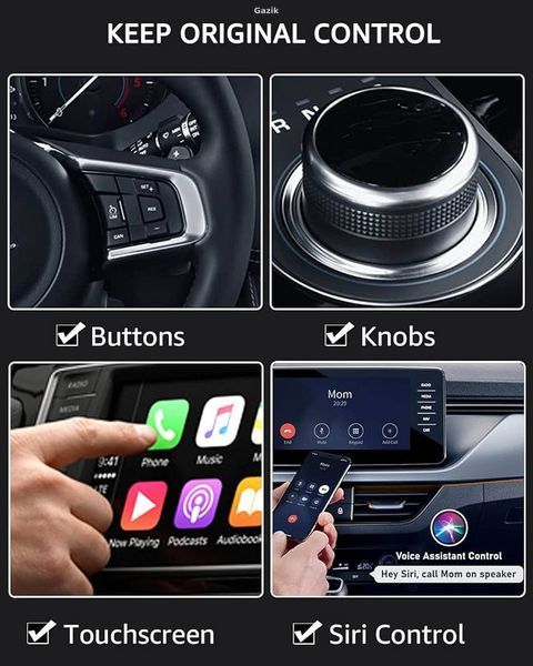 Бездротовий адаптер CarPlay для iPhone, чорний (без коробки)