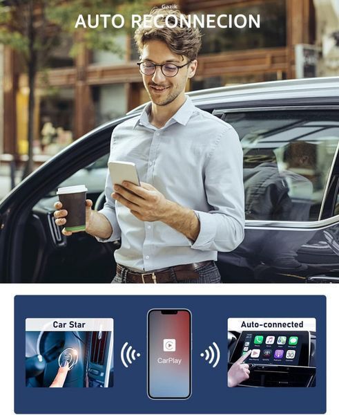 Бездротовий адаптер CarPlay для iPhone, чорний (без коробки)