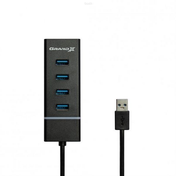 USB хаб Grand-X 4 x USB 3.0 Black (GH-412)