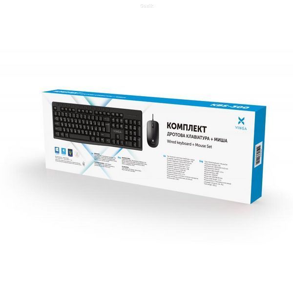 Комплект дротовий Vinga KBS-300 USB Black (ENG / RU / UA)