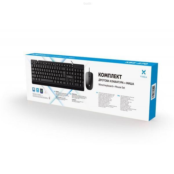 Комплект дротовий Vinga KBS-270 USB Black (ENG / UA)