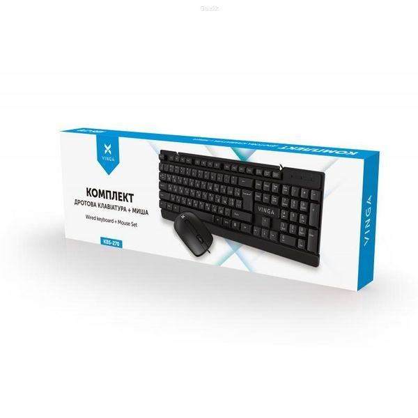 Комплект дротовий Vinga KBS-270 USB Black (ENG / UA)