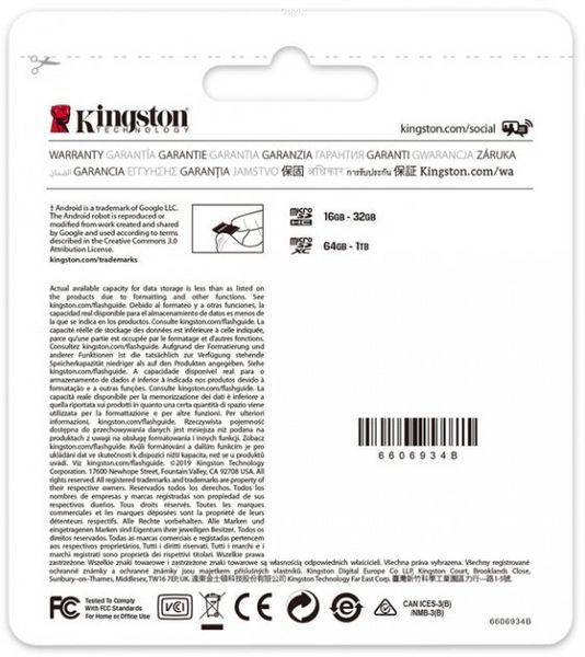 Карта пам'яті Kingston microSDHC 128GB Class 10, UHS-I (SDCS2)
