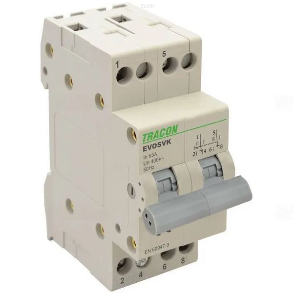 Перемикач навантаження Tracon Electric SVK2-63 I-0-II 2P 63A 230V AC