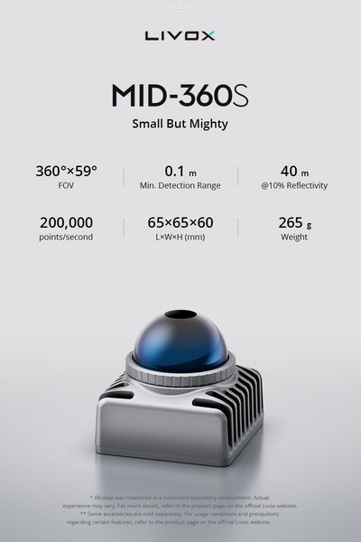 Лідарний детектор Livox Mid360S &ndash; дальність 100 м LIVOXMID360 фото