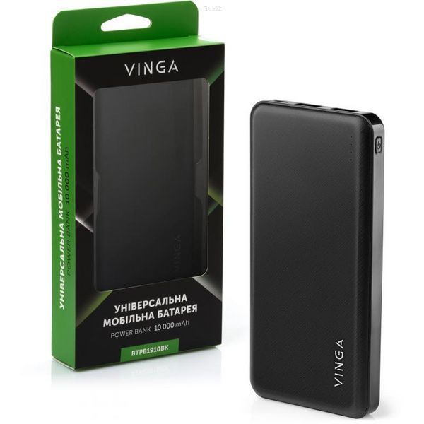 Портативний акумулятор універсальний Vinga 10000 mAh Black